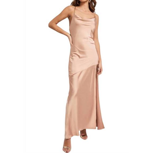 NEW GENERATION LOVE evie satin maxi dress in terracotta - Picture 1 of 4